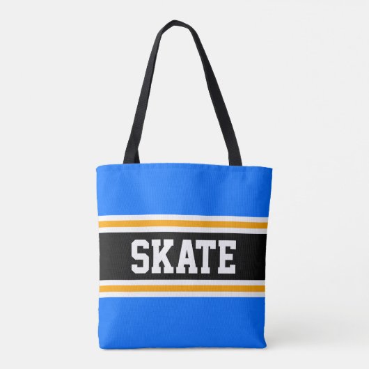 SKATE Athletic Bright Blue Black Yellow Stripes Tasche (Rückseite)