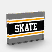 SKATE Athletic Gray Black Yellow Racing Streifen Fotoblock (Links)