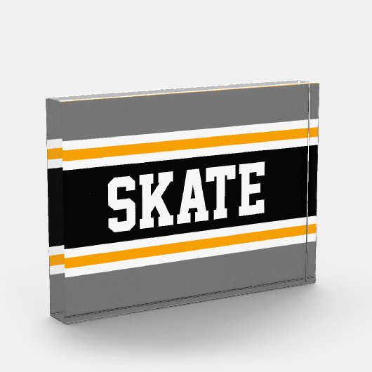 SKATE Athletic Gray Black Yellow Racing Streifen Fotoblock (Links)