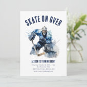 Skate auf Over Ice Hockey Geburtstag Einladung Goa (Stehend Vorderseite)