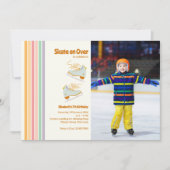 Skate auf Over Ice-Skaten Retro Birthday Einladung (Vorderseite)
