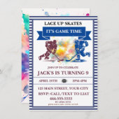 "Skate auflocken, es ist Spielzeit" Eishockey Einladung (Vorne/Hinten)