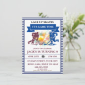 "Skate auflocken, es ist Spielzeit" Eishockey Einladung (Stehend Vorderseite)