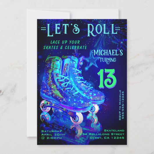 Skate Birthday Party Einladung (Vorderseite)