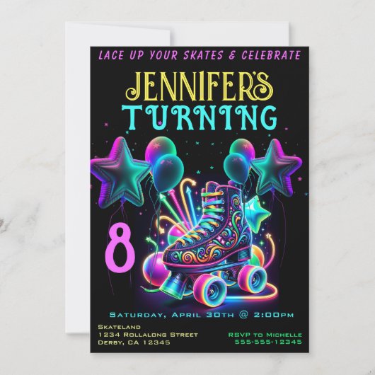 Skate Birthday Party Einladung (Vorderseite)