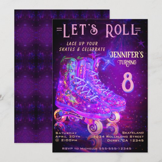 Skate Birthday Party Invitation Einladung (Vorne/Hinten)