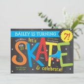 Skate Birthday Party - Rechte auf Chalkboard Einladung (Stehend Vorderseite)