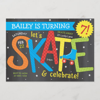 Skate Birthday Party - Rechte auf Chalkboard Einladung