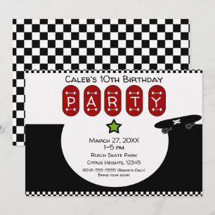 Skate-Boarder-Halfpipe-Skateboard-Geburtstagsfeier Einladung