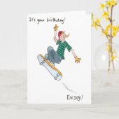 Skate-Boarding Boy Geburtstagskarte Karte (Gelbe Blume)