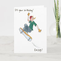 Skate-Boarding Boy Geburtstagskarte