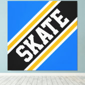 SKATE Bold Bright Blue Black Orange Racing Stripes Leinwanddruck (Insitu (Holzboden))
