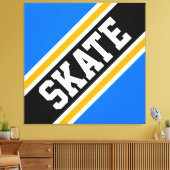 SKATE Bold Bright Blue Black Orange Racing Stripes Leinwanddruck (Insitu (Wohnzimmer))