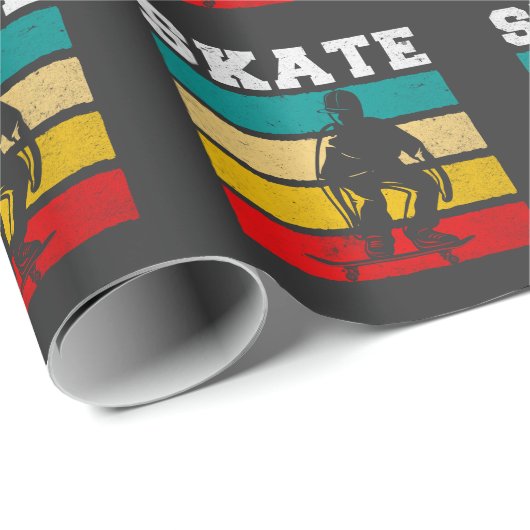 Skate Boy Skateboarding Kid Retro Geschenkpapier (Rolleneckpunkt)