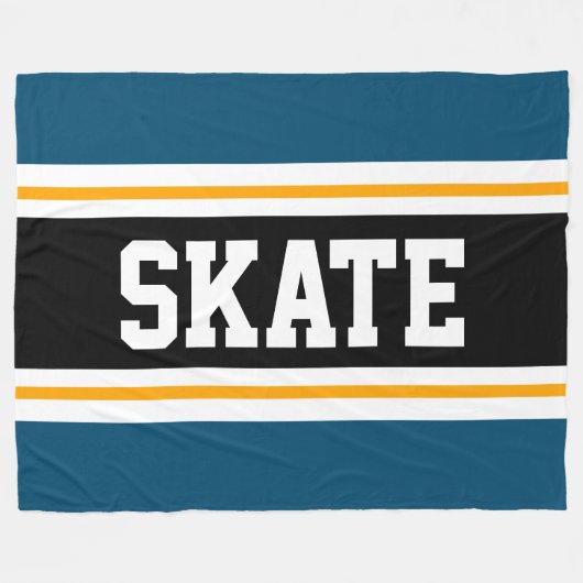SKATE Breite AQUAMARINE, gelb-schwarze Streifen Fleecedecke (Vorderseite (Horizontal))