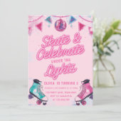  Skate & Celebrate Under the Lights Roller Skating Einladung (Stehend Vorderseite)