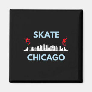 Skate Chicago Il Skateboarding-Fans Chicago Skylin Magnet