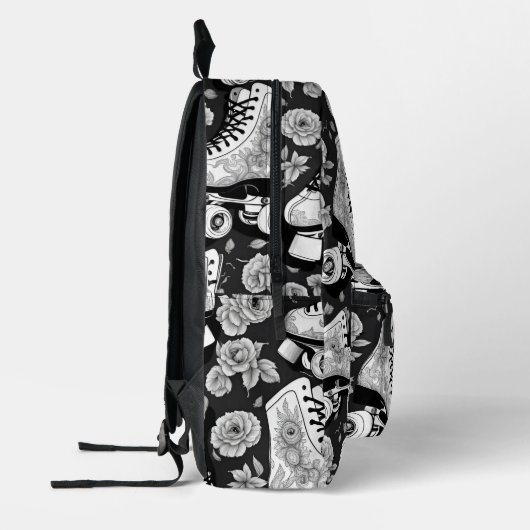 Skate Classic Roller Skate Schwarz-weiß Bedruckter Rucksack (Links)
