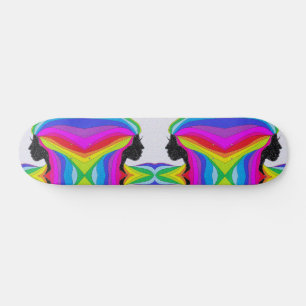 Skate Deck mit Regenbogenhaar Silhouette Skateboard