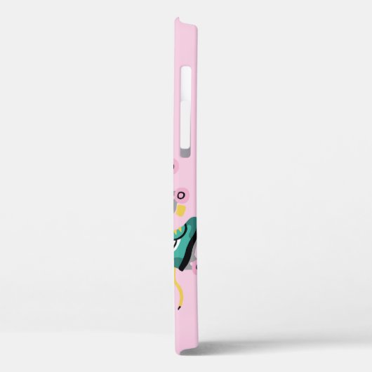 Skate der Retrowalze: rosa Muster. Case-Mate iPhone Hülle (Rückseite / Links)