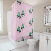 Skate der Retrowalze: rosa Muster. Duschvorhang (Beispiel)