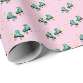 Skate der Retrowalze: rosa Muster. Geschenkpapier (Rolleneckpunkt)