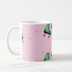 Skate der Retrowalze: rosa Muster. Kaffeetasse