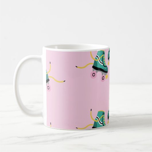 Skate der Retrowalze: rosa Muster. Kaffeetasse (Links)
