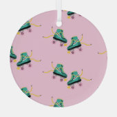 Skate der Retrowalze: rosa Muster. Ornament Aus Glas (Rückseite)