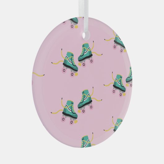 Skate der Retrowalze: rosa Muster. Ornament Aus Glas (Vorderseite Rechts)