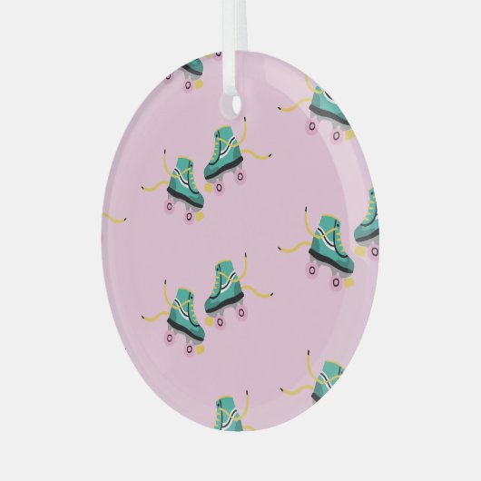 Skate der Retrowalze: rosa Muster. Ornament Aus Glas (Vorderseite links)