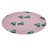 Skate der Retrowalze: rosa Muster. Schneidebrett (Ecke)