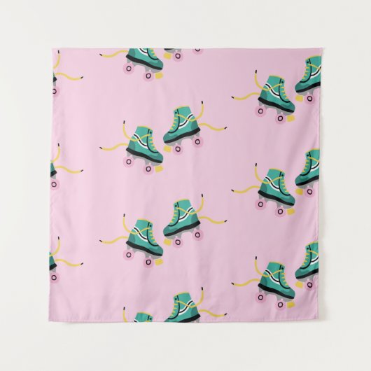 Skate der Retrowalze: rosa Muster. Wandteppich (Vorderseite)