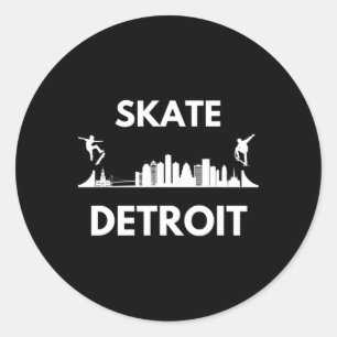 Skate Detroit Mi Skateboarding-Fans Detroit Skylin Runder Aufkleber