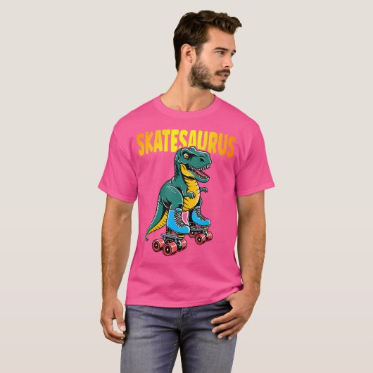 Skate Dinosaurier Roller Skaten Skatesaurus Roller T-Shirt (Vorne ganz)