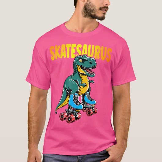 Skate Dinosaurier Roller Skaten Skatesaurus Roller T-Shirt (Vorderseite)