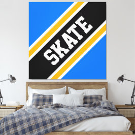 SKATE Fett Bright Blue Black Slant Racing Streifen Leinwanddruck