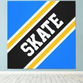 SKATE Fett Bright Blue Black Slant Racing Streifen Leinwanddruck (Insitu (Holzboden))