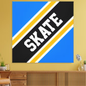 SKATE Fett Bright Blue Black Slant Racing Streifen Leinwanddruck (Insitu (Wohnzimmer))