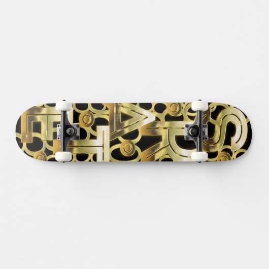 SKATE in Solid Gold Skateboard (Horizontal)