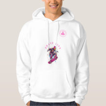 Skate Life Pink Happy Hoodie in Weiß