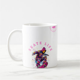Skate Life Pink Happy Hoodie in Weiß Kaffeetasse