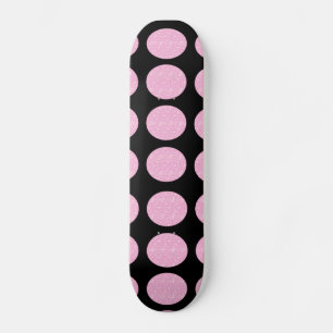Skate-Mainboard Rosa Glitzer-Circle auf schwarz Skateboard
