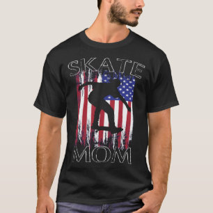 Skate Mama Spaß Patriotic American Flag Retro Skat T-Shirt