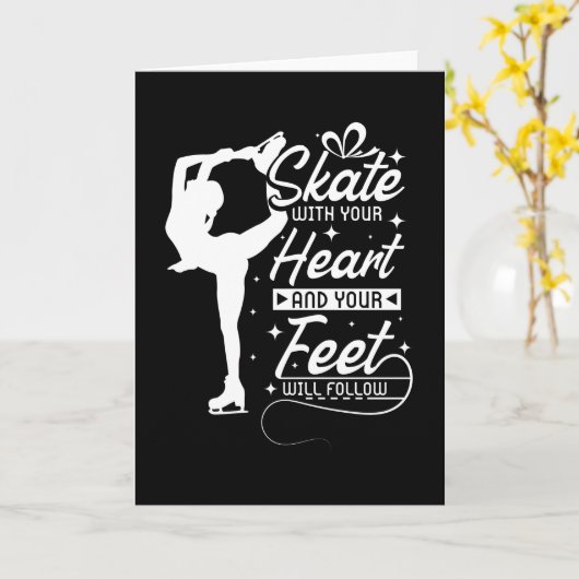 Skate mit dir Herz, Eis Skaten Karte (Gelbe Blume)