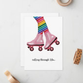 Skate mit Regenbogensocken Mitteilungskarte (Vorderseite/Rückseite Beispiel)