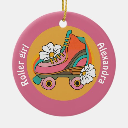 Skate mit Rollen lieben rosa Kinder Ornament (Vorne)
