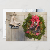Skate mit Weihnachtskranz Feiertagskarte (Vorne/Hinten)