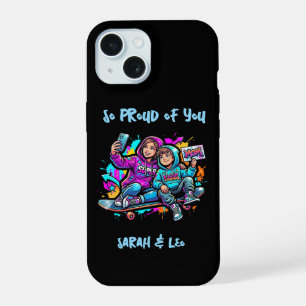 Skate Mom & Son   Glänzendes Tough iPhone Case 15 Hülle