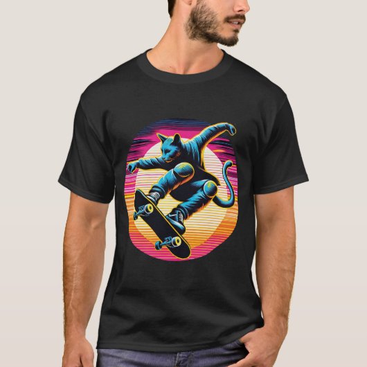 Skate neon Cat T-Shirt (Vorderseite)